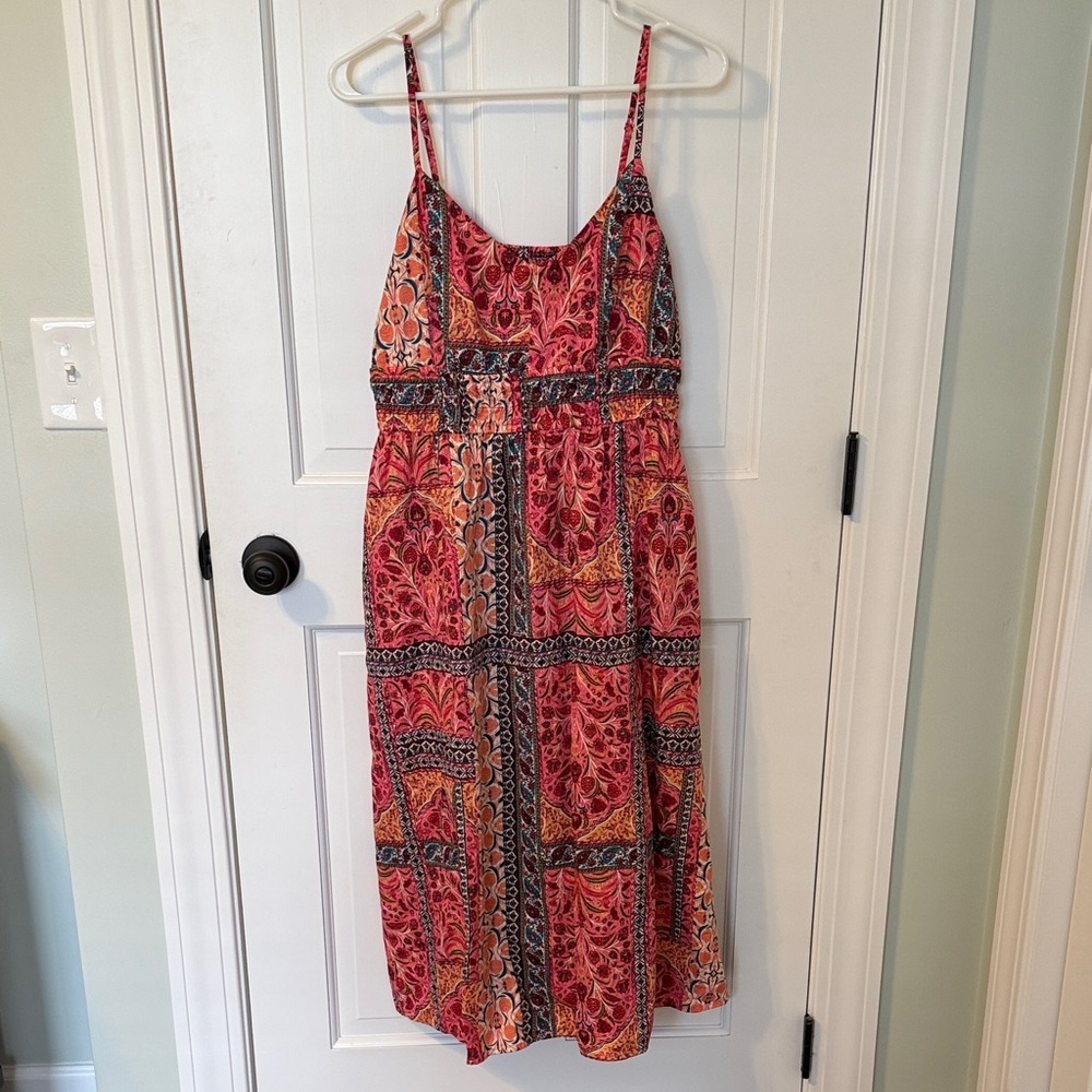 Old Navy Vibrant Red and Orange Midi Dress